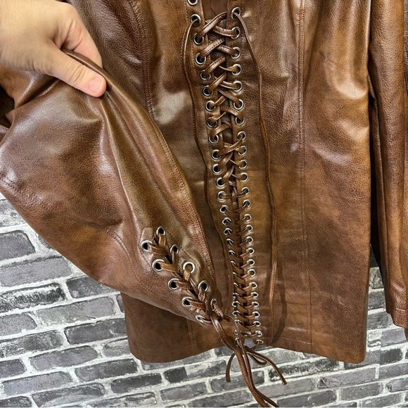 ROTATE BIRGER CHRISTENSEN Lace-up distressed faux leather mini dress - Picture 14 of 16